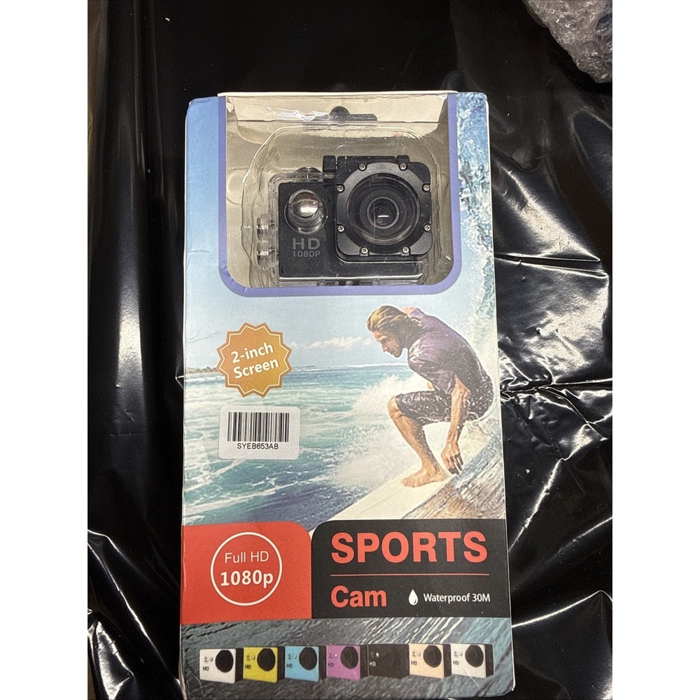 Sports Cam Waterproof Action Camera Full HD 1080p Wide Angle 2-Inch LCD Black